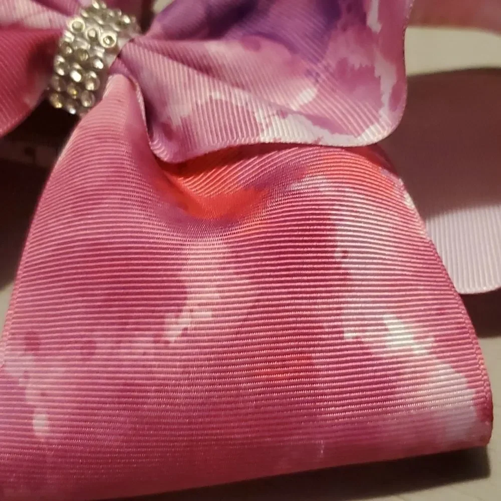 Pink Dyed Rhinestone Bow